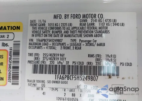 2017 Ford Mustang Gt Premium z USA, uszkodzony, nr VIN 1FA6P8CF5H5249807